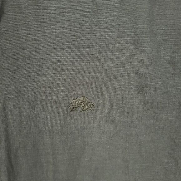 Raging Bull Button Up Shirt Mens Olive Size M Long Sleeve Linen Blend Logo NWT - Picture 4 of 16
